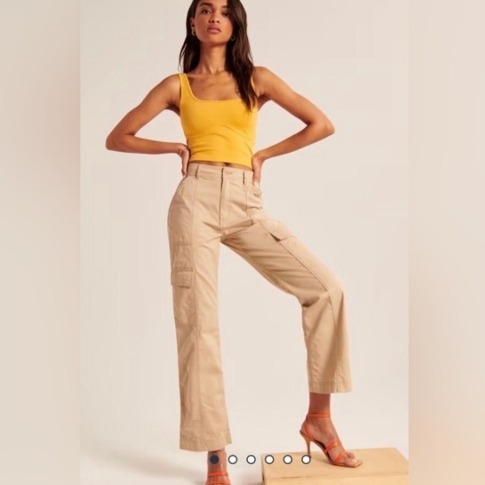 Abercrombie & Fitch Utility Cargo Straight Leg Pants Khaki Tan Size 26/2 R
